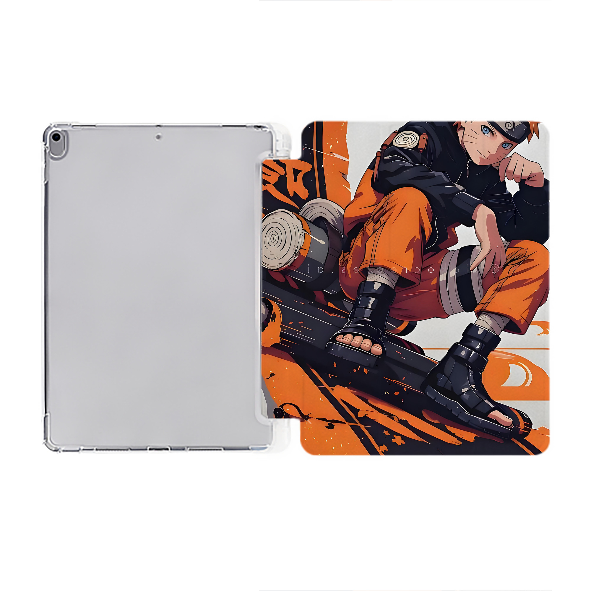 （画像用） NARUTO -ナルト- NARUTO -ナルト- 疾風伝 IPad ケース ペン収納付き 三つ折りスタンド PUレザー×シリコン 対応機種9.5/10.5/10.9インチ
